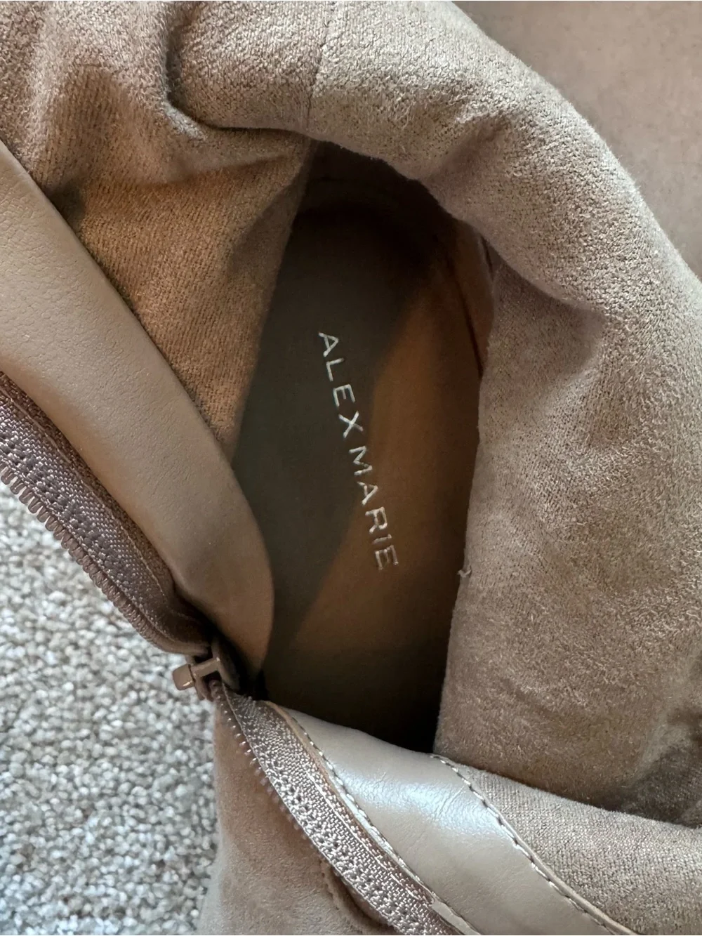 Alex Marie prizelle Tall Suede Boots in light brown tan piazza taupe 7 EUC